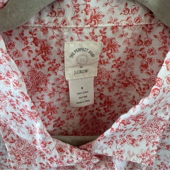 J. Crew The Perfect Shirt Pink Floral Size 8 - Picture 5 of 5